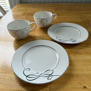Mikasa Love Story Set of 2 Tea Cups and Bread and Butter Plates